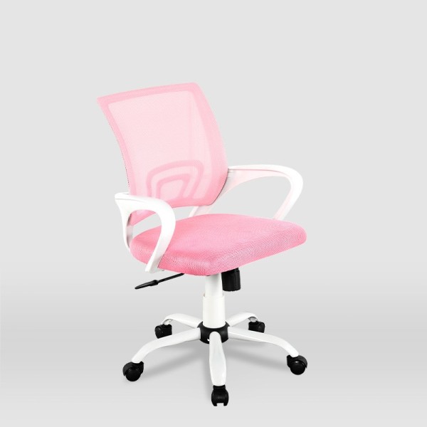 Silla de oficina y estudio Martina blanco y rosa