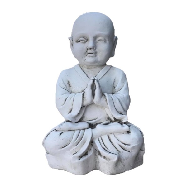 Pack de 2 niños Buda rezando piedra envejecido