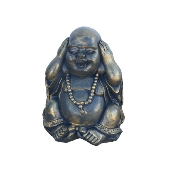 Pack de 2 Buda sordo piedra pintado oro