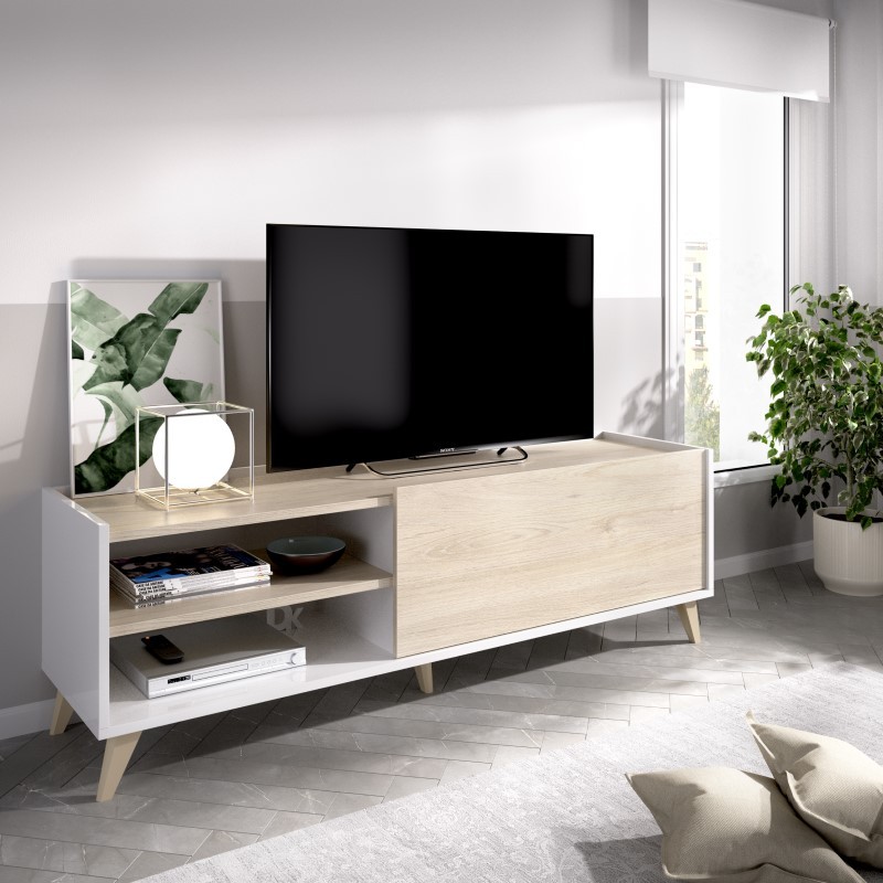 Mueble para TV Lund 2 puertas 1 cajón roble Nordic - Grafito