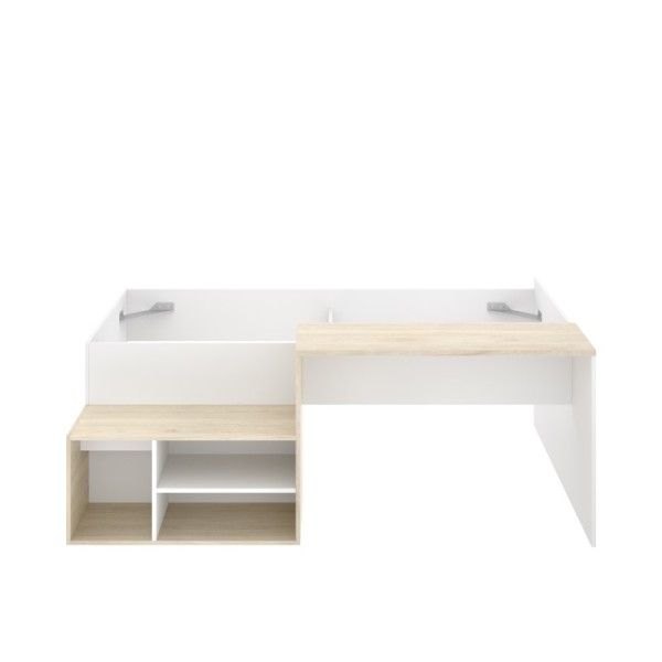 Cama compacta con escritorio Kric acabado blanco-natural 