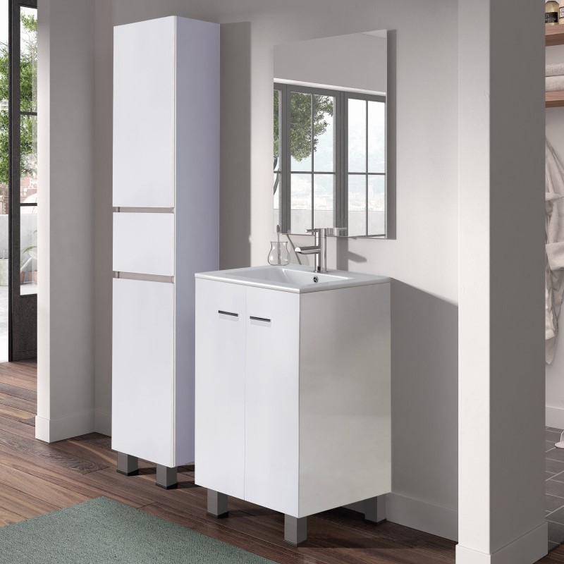 Conjunto mueble de lavabo Smart a suelo blanco 60 cm