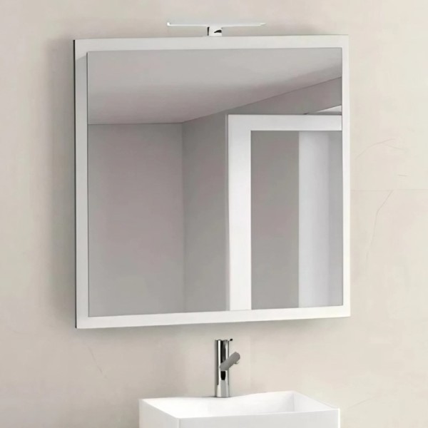 Espejo liso  Bisel 80x80 cm enmarcado blanco