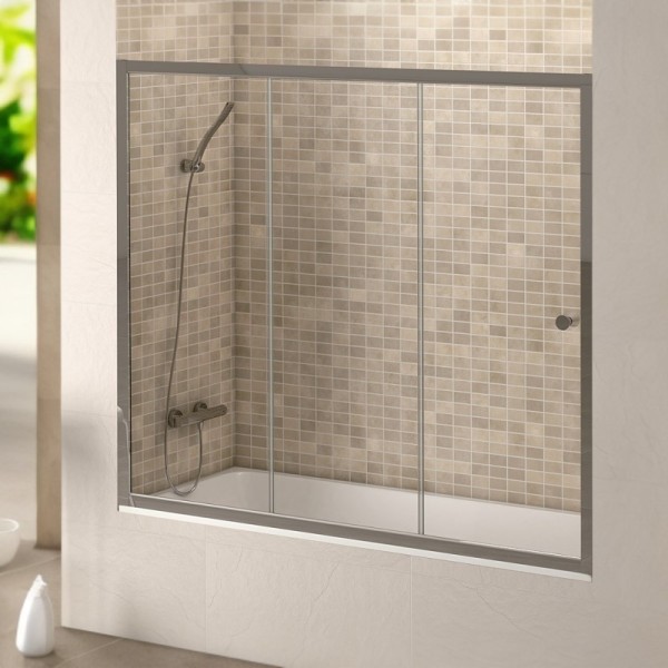 Frontal para bañera corredero Detroit cromado transparente 140/150/160/170 cm