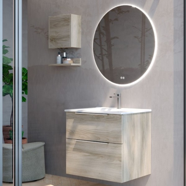 Conjunto mueble de lavabo Galsaky suspendido pino gris tirador cromo brillo/negro mate/oro mate, 60/70/80/90/100 cm 