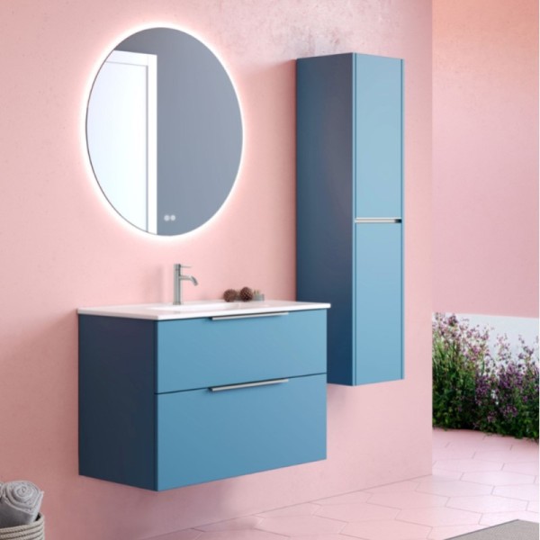 Conjunto mueble de lavabo Galsaky suspendido azul island mate tirador cromo brillo/negro mate/oro mate, 60/70/80/90/100 cm 