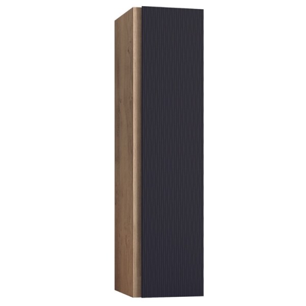 Columna auxiliar de baño Lambda negro azabache texturizado/roble natural 140x34.9x33.9cm