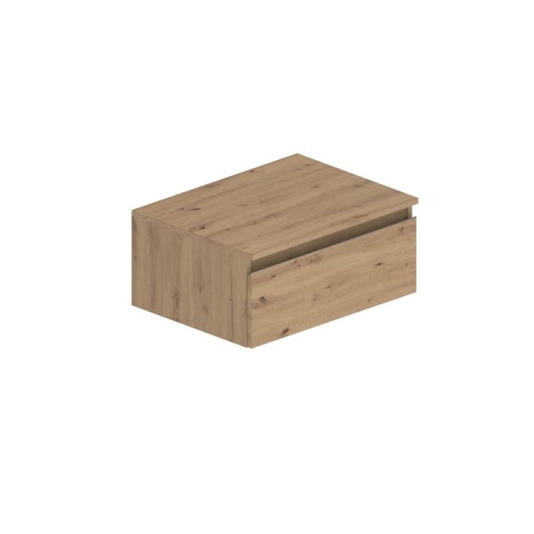 Mueble de lavabo 1 cajón tapa madera Atlantis suspendido 60 cm roble miel