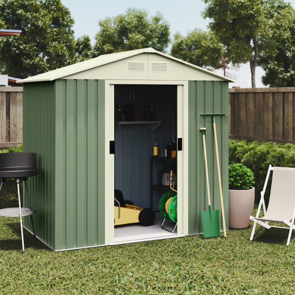 Caseta metálica Nybro Verde/Beige 201x121x190 cm 2.43 m2 entrega Canarias